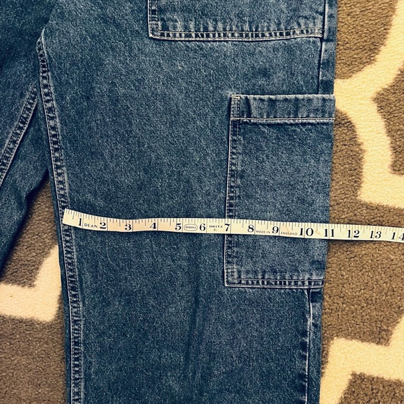 H&M DIVIDED Blue Denim cargo style women’s size 8 Jeans. Hi rise wide leg - Picture 10 of 12